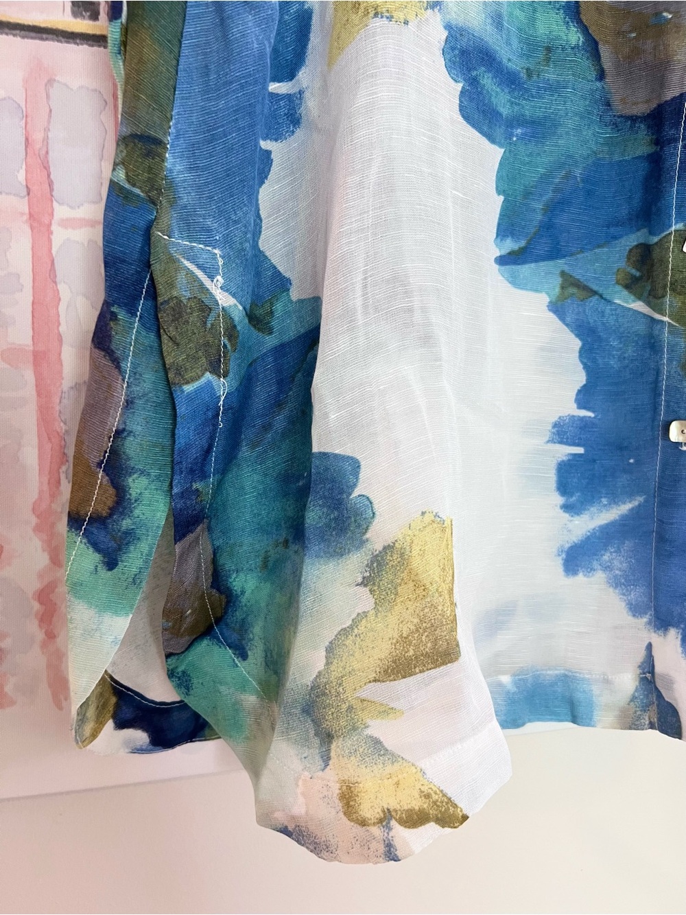 NWT Habitat Lagenlook 2 Pc. Button-Front Top with Tank Watercolor Linen Blend LG - Picture 7 of 15